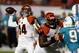 Oct 31, 2013; Miami Gardens, FL, USA; Cincinnati Bengals quarterback Andy Dalton (14) passes the ball against the Cincinnati Bengals in the first quarter at Sun Life Stadium. Mandatory Credit: Robert Mayer-USA TODAY Sports