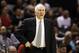 Jun 11, 2013; San Antonio, TX, USA; San Antonio Spurs head coach Gregg Popovich reacts during the third quarter of game three of the 2013 NBA Finals against the Miami Heat at the AT&T Center. Mandatory Credit: Soobum Im-USA TODAY Sports