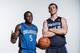 GREENBURGH, NY - AUGUST 06: (L-R) Victor Oladipo #5 of the Orlando Magic and Cody Zeller #40 of the Charlotte Bobcats poses for a portrait during the 2013 NBA rookie photo shoot at the MSG Training Center on August 6, 2013 in Greenburgh, New York. NOTE TO USER: User expressly acknowledges and agrees that, by downloading and/or using this Photograph, user is consenting to the terms and conditions of the Getty Images License Agreement. (Photo by Nick Laham/Getty Images)
