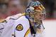 Oct 22, 2013; Saint Paul, MN, USA; Nashville Predators goalie Pekka Rinne (35) looks on during the second period against the Minnesota Wild at Xcel Energy Center. The Wild defeated the Predators 2-0. Mandatory Credit: Brace Hemmelgarn-USA TODAY Sports