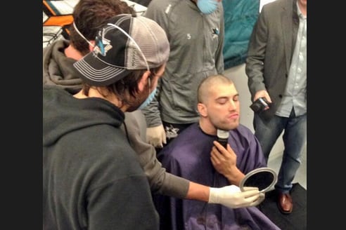 Photos: Burns Shaves Head; Raises $23K for Charity