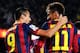 BARCELONA, SPAIN - NOVEMBER 01: Alexis Sanchez of FC Barcelona celebrates with his team-mate Neymar of FC Barcelona after scoring the opening goal during the La Liga match between FC Barcelona and RCD Espanyol at Camp Nou on November 1, 2013 in Barcelona, Spain. (Photo by David Ramos/Getty Images)