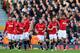 LONDON, ENGLAND - NOVEMBER 02: Luis Antonio Valencia of Manchester United (R) celebrates scoring the first goal during the Barclays Premier League match between Fulham and Manchester United at Craven Cottage on November 2, 2013 in London, England. (Photo by Clive Rose/Getty Images)