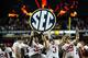 ATLANTA, GA - DECEMBER 01: Members of the Alabama Crimson Tide celebrate after defeating the Georgia Bulldogs 32-28 to win the SEC Championship Game at the Georgia Dome on December 1, 2012 in Atlanta, Georgia. (Photo by Kevin C. Cox/Getty Images)