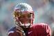 Oct 26, 2013; Tallahassee, FL, USA; Florida State Seminoles quarterback Jameis Winston (5) warms up before the start of the game against the North Carolina State Wolfpack at Doak Campbell Stadium. Mandatory Credit: Melina Vastola-USA TODAY Sports
