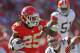 KANSAS CITY, MO - OCTOBER 27: Running back Jamaal Charles #25 of the Kansas City Chiefs rushes up field against the Cleveland Browns during the second half on October 27, 2013 at Arrowhead Stadium in Kansas City, Missouri. Kansas City won 23-17. (Photo by Peter Aiken/Getty Images)