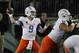 Nov 2, 2013; Fort Collins, CO, USA; Boise State Broncos quarterback Grant Hedrick (9) throws against the Colorado State Rams during the first quarter at Hughes Stadium. The Broncos defeated the Rams 42-30. Mandatory Credit: Troy Babbitt-USA TODAY Sports
