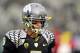 EUGENE, OR - NOVEMBER 17: Quarterback Marcus Mariota #8 of the Oregon Ducks warms up before the game against the Stanford Cardinal at Autzen Stadium on November 17, 2012 in Eugene, Oregon. (Photo by Steve Dykes/Getty Images)