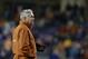Oct 26, 2013; Fort Worth, TX, USA; Texas Longhorns head coach Mack Brown on the field during the game against the TCU Horned Frogs at Amon G. Carter Stadium. The Texas Longhorns beat the TCU Horned Frogs 30-7. Mandatory Credit: Tim Heitman-USA TODAY Sports