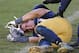 SOUTH BEND, IN - NOVEMBER 02: Ben Councell #30 of the Notre Dame Fighting Irish lays in pain after suffering an injury against the Navy Midshipmen at Notre Dame Stadium on November 2, 2013 in South Bend, Indiana. Notre Dame defeated Navy 38-34. (Photo by Jonathan Daniel/Getty Images)