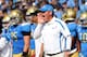 PASADENA, CA - OCTOBER 13: Head coach Jim Mora of the UCLA Bruins shouts instructions in the game against the Utah Utes at the Rose Bowl on October 13, 2012 in Pasadena, California. UCLA won 21-14. (Photo by Stephen Dunn/Getty Images)
