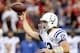 HOUSTON, TX- NOVEMBER 03: Andrew Luck #12 of the Indianapolis Colts passes against the Houston Texans on November 03, 2013 at Reliant Stadium in Houston, Texas. Colts won 27 to 24. (Photo by Thomas B. Shea/Getty Images)