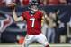 Nov 3, 2013; Houston, TX, USA; Houston Texans quarterback Case Keenum (7) attempts a pass during the fourth quarter against the Indianapolis Colts at Reliant Stadium. The Colts defeated the Texans 27-24. Mandatory Credit: Troy Taormina-USA TODAY Sports