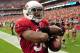 Sep 15, 2013; Phoenix, AZ, USA; Arizona Cardinals running back Andre Ellington (38) celebrates a 31 yard touchdown during the first half against the Detroit Lions at University of Phoenix Stadium. Mandatory Credit: Matt Kartozian-USA TODAY Sports