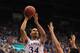 KU sophomore Perry Ellis attempts a shot in an exhibition game against Pittsburg State.