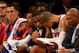NEW YORK, NY - NOVEMBER 05: Tyson Chandler #6 of the New York Knicks sits on the bench in the first quarter against the Charlotte Bobcats after he fell at Madison Square Garden on November 5, 2013 in New York City.NOTE TO USER: User expressly acknowledges and agrees that, by downloading and/or using this photograph, user is consenting to the terms and conditions of the Getty Images License Agreement. (Photo by Elsa/Getty Images)