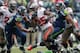 SEATTLE, WA - NOVEMBER 03: Running back Mike James #25 of the Tampa Bay Buccaneers rushes against middle linebacker Bobby Wagner #54 of the Seattle Seahawks at CenturyLink Field on November 3, 2013 in Seattle, Washington. The Seahawks defeated the Buccaneers 27-24 in overtime. (Photo by Otto Greule Jr/Getty Images)