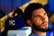 KANSAS CITY, MO - SEPTEMBER 02: Eric Hosmer #35 of the Kansas City Royals watches from the dugout during the game against the Seattle Mariners at Kauffman Stadium on September 2, 2013 in Kansas City, Missouri. (Photo by Jamie Squire/Getty Images)
