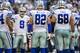 ARLINGTON, TX - NOVEMBER 3: Tony Romo #9 of the Dallas Cowboys in the huddle during a game against the Minnesota Vikings at AT&T Stadium on November 3, 2013 in Arlington, Texas. The Cowboys defeated the Vikings 27-23. (Photo by Wesley Hitt/Getty Images)