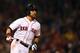 BOSTON, MA - OCTOBER 30: Jacoby Ellsbury #2 of the Boston Red Sox in action against the St. Louis Cardinals during Game Six of the 2013 World Series at Fenway Park on October 30, 2013 in Boston, Massachusetts. (Photo by Elsa/Getty Images)