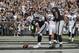 OAKLAND, CA - NOVEMBER 03: Running back Rashad Jennings #27 of the Oakland Raiders celebrates an eight-yard touchdown against the Philadelphia Eagles in the second quarter on November 3, 2013 at O.co Coliseum in Oakland, California. The Eagles won 49-20. (Photo by Brian Bahr/Getty Images)