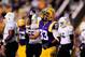 BATON ROUGE, LA - OCTOBER 26: Jeremy Hill #33 of the LSU Tigers reacts to a touchdown against the Furman Paladins during a game at Tiger Stadium on October 26, 2013 in Baton Rouge, Louisiana. LSU won the game 48-16. (Photo by Stacy Revere/Getty Images)