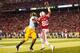LINCOLN, NE - OCTOBER 27: Wide receiver Kenny Bell #80 of the Nebraska Cornhuskers and cornerback J.T. Floyd #8 of the Michigan Wolverines fight for a ball during their game at Memorial Stadium on October 27, 2012 in Lincoln, Nebraska. Nebraska beat Michigan 23-9. (Photo by Eric Francis/Getty Images)