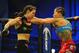 Nov 6, 2013; Fort Campbell, KY, USA; Liz Carmouche (red gloves) fights Alexis Davis (blue gloves) in the women's bantamweight bout during UFC Fight for the Troops at Fort Campbell. Mandatory Credit: Joshua Lindsey-USA TODAY Sports