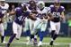 Nov 3, 2013; Arlington, TX, USA; Dallas Cowboys running back DeMarco Murray (29) runs with the ball against Minnesota Vikings safety Mistral Raymond (41) at AT&T Stadium. Mandatory Credit: Matthew Emmons-USA TODAY Sports