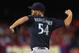 ST. LOUIS, MO - SEPTEMBER 14: Reliever Tom Wilhelmsen #54 of the Seattle Mariners pitches against the St. Louis Cardinals in the seventh inning at Busch Stadium on September 14, 2013 in St. Louis, Missouri. The Mariners beat the Cardinals 4-1.(Photo by Dilip Vishwanat/Getty Images)