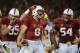 November 7, 2013; Stanford, CA, USA; Stanford Cardinal quarterback Kevin Hogan (8) celebrates after scoring a touchdown against the Oregon Ducks during the second quarter at Stanford Stadium. Mandatory Credit: Kyle Terada-USA TODAY Sports