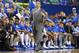 LEXINGTON, KY - NOVEMBER 01: John Calipari the head coach of the Kentucky Wildcats gives instructions to his team during the exhibition game against the Transylvania Pioneers at Rupp Arena on November 1, 2013 in Lexington, Kentucky. (Photo by Andy Lyons/Getty Images)