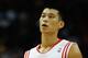 HOUSTON, TX - NOVEMBER 07: Jeremy Lin #7 of the Houston Rockets walks across the court against the Los Angeles Lakers during the game at Toyota Center on November 7, 2013 in Houston, Texas. NOTE TO USER: User expressly acknowledges and agrees that, by downloading and or using this photograph, User is consenting to the terms and conditions of the Getty Images License Agreement. (Photo by Scott Halleran/Getty Images)