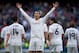 MADRID, SPAIN - NOVEMBER 09: Cristiano Ronaldo of Real Madrid CF celebrates scoring their opening goal during the La Liga match between Real Madrid CF and Real Sociedad de Futbol at Estadio Santiago Bernabeu on November 9, 2013 in Madrid, Spain. (Photo by Gonzalo Arroyo Moreno/Getty Images)
