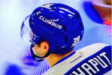 PHOTO: Blue Jackets' Helmet Decal Misspells 'Columbus'