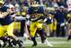 Nov 9, 2013; Ann Arbor, MI, USA; Michigan Wolverines running back Derrick Green (27) runs the ball against the Nebraska Cornhuskers in the second quarter at Michigan Stadium. Mandatory Credit: Rick Osentoski-USA TODAY Sports