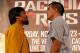BEVERLY HILLS, CA - AUGUST 08: Manny Pacquiao (L) and Brandon Rios pose at a press conference previewing their upcoming match at Beverly Hills Hotel on August 8, 2013 in Beverly Hills, California. (Photo by Stephen Dunn/Getty Images)