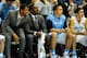 CHAPEL HILL, NC - NOVEMBER 08: Leslie McDonald #2 (L) and P.J. Hairston #15 (2L) of the North Carolina Tar Heels watch from the bench during a game against of the Oakland Golden Grizzlies at the Dean Smith Center on November 8, 2013 in Chapel Hill, North Carolina. (Photo by Grant Halverson/Getty Images)