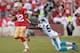 SAN FRANCISCO, CA - NOVEMBER 10: Mario Manningham #82 of the San Francisco 49ers pushes away from would be tackler Thomas Davis #58 of the Carolina Panthers during the fourth quarter at Candlestick Park on November 10, 2013 in San Francisco, California. The play was called back do to an offensive pass interference on Manningham. (Photo by Thearon W. Henderson/Getty Images)