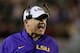 TUSCALOOSA, AL - NOVEMBER 09: Head coach Les Miles of the LSU Tigers reacts against the Alabama Crimson Tide during the game at Bryant-Denny Stadium on November 9, 2013 in Tuscaloosa, Alabama. (Photo by Kevin C. Cox/Getty Images)