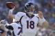 SAN DIEGO, CA - NOVEMBER 10: Peyton Manning #18 of the Denver Broncos throws a touchdown to Demaryius Thomas #88 against the San Diego Chargers during their game on November 10, 2013 at Qualcomm Stadium in San Diego, California. (Photo by Donald Miralle/Getty Images)