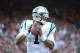 November 10, 2013; San Francisco, CA, USA; Carolina Panthers quarterback Cam Newton (1) warms up on the sideline against the San Francisco 49ers during the fourth quarter at Candlestick Park. The Panthers defeated the 49ers 10-9. Mandatory Credit: Kyle Terada-USA TODAY Sports