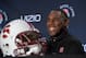 Dec 27, 2012; Los Angeles, CA, USA; Stanford Cardinal defensive coordinator Derek Mason at press conference for the 2013 Rose Bowl at the L.A. Hotel Downtown. Mandatory Credit: Kirby Lee/Image of Sport-USA TODAY Sports