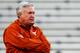 FORT WORTH, TX - OCTOBER 26: Head coach Mack Brown of the Texas Longhorns watches over his team prior to taking on the TCU Horned Frogs at Amon G. Carter Stadium on October 26, 2013 in Fort Worth, Texas. (Photo by Tom Pennington/Getty Images)