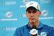 Nov 4, 2013; Miami, FL, USA; Miami Dolphins head coach Joe Philbin pauses to answer a question from a reporter during a press conference at the Doctors Hospital Training Facility at Nova Southeastern University. Mandatory Credit: Steve Mitchell-USA TODAY Sports