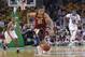 Nov 10, 2013; Boston, MA, USA; Boston College Eagles guard Olivier Hanlan (21) dribbles the ball up court during the second half against the Massachusetts Minutemen at TD Garden. Mandatory Credit: Bob DeChiara-USA TODAY Sports