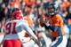 DENVER, CO - DECEMBER 30: Quarterback Peyton Manning #18 of the Denver Broncos scans for an open receiver against the Kansas City Chiefs during a game at Sports Authority Field Field at Mile High on December 30, 2012 in Denver, Colorado. (Photo by Dustin Bradford/Getty Images)
