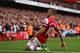 LONDON, ENGLAND - OCTOBER 19: Jack Wilshere of Arsenal celebrates as he scores their first goal during the Barclays Premier League match between Arsenal and Norwich City at the Emirates Stadium on October 19, 2013 in London, England. (Photo by Paul Gilham/Getty Images)