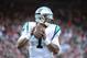 November 10, 2013; San Francisco, CA, USA; Carolina Panthers quarterback Cam Newton (1) warms up on the sideline against the San Francisco 49ers during the fourth quarter at Candlestick Park. The Panthers defeated the 49ers 10-9. Mandatory Credit: Kyle Terada-USA TODAY Sports