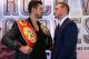 MANCHESTER, ENGLAND - SEPTEMBER 17: Carl Froch and George Groves go head to head to promote their upcoming fight during a press conference at the Radisson Blu Edwardian Hotel on September 17, 2013 in Manchester, England. (Photo by Alex Livesey/Getty Images)
